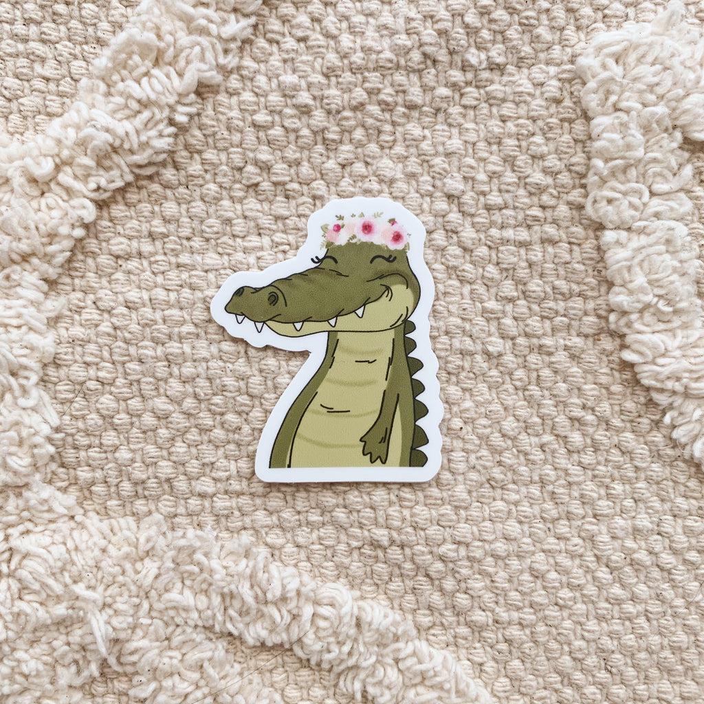 Mini Floral Crown Alligator Sticker
