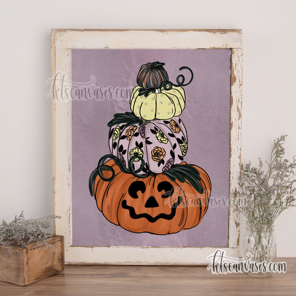 Spooky Stack of Pumpkins Art Print