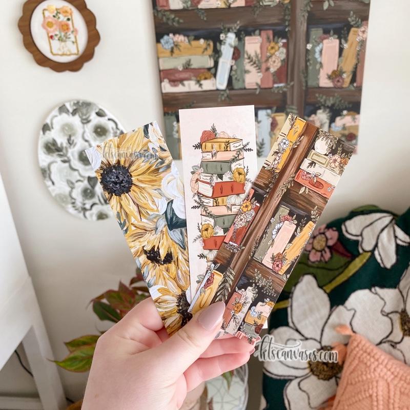 Bookshelf Floral Set of 3 Double Sided Bookmarks