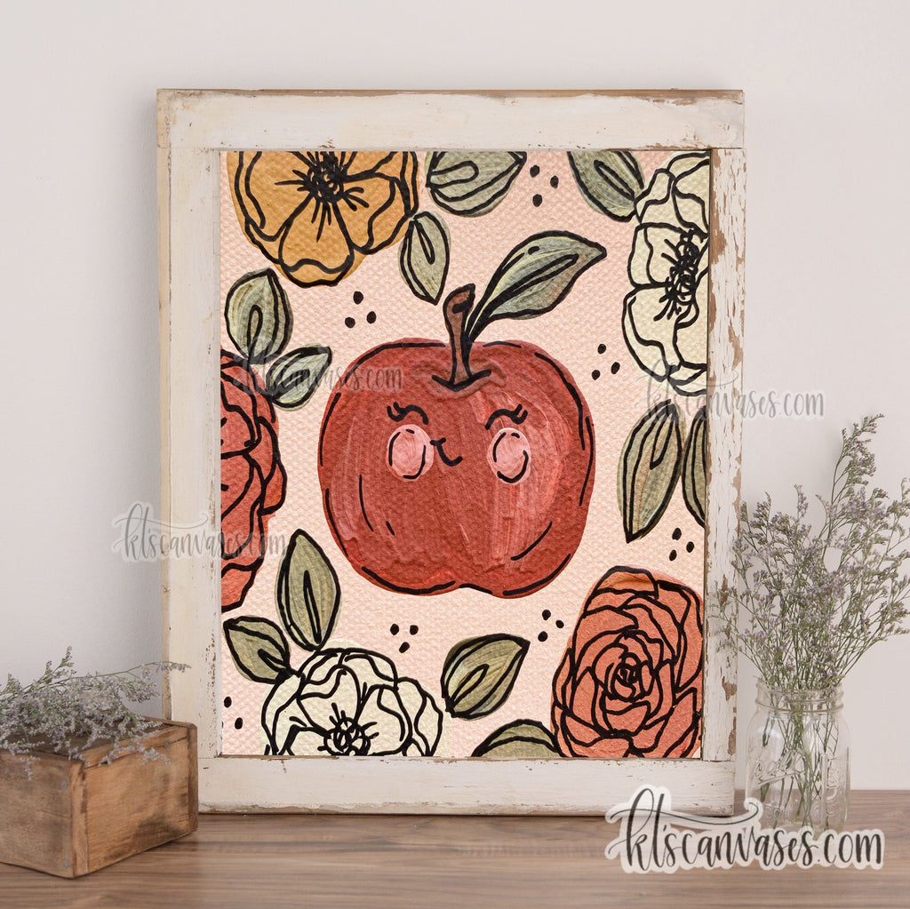 Little Apple Friends Floral Art Print Set of 3