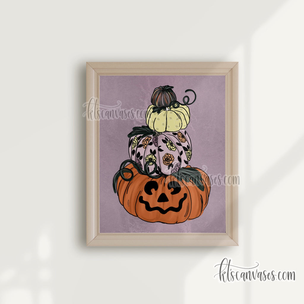 Spooky Stack of Pumpkins Art Print