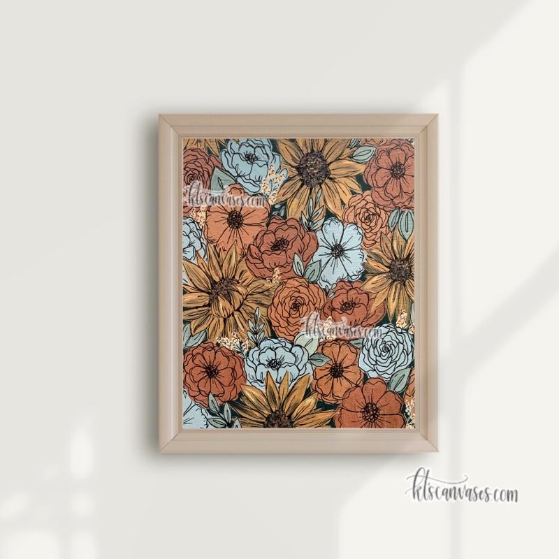 Warm Sunflower Florals Art Print