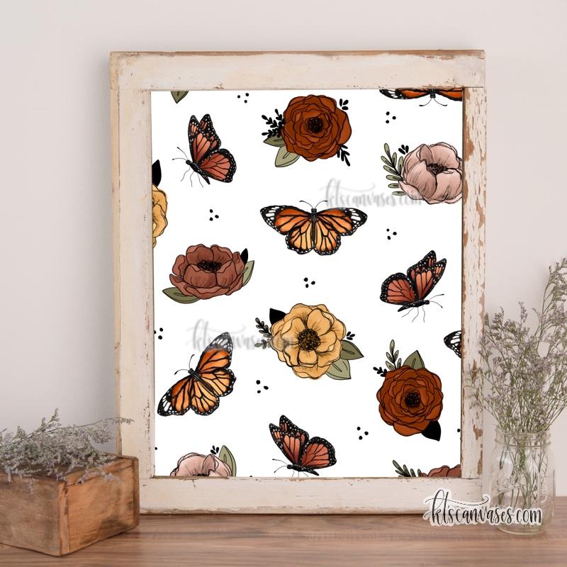 Floral Butterfly Pattern Art Print