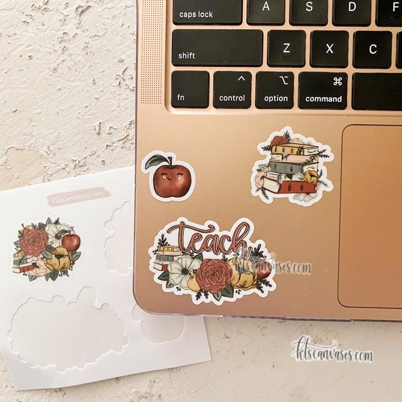 Teacher Inspired Floral Set of 4 Mini Stickers (1 sheet)