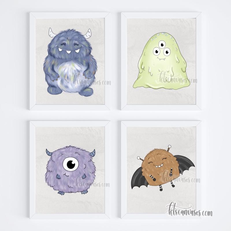 Monster Friends Set of 4 Art Print