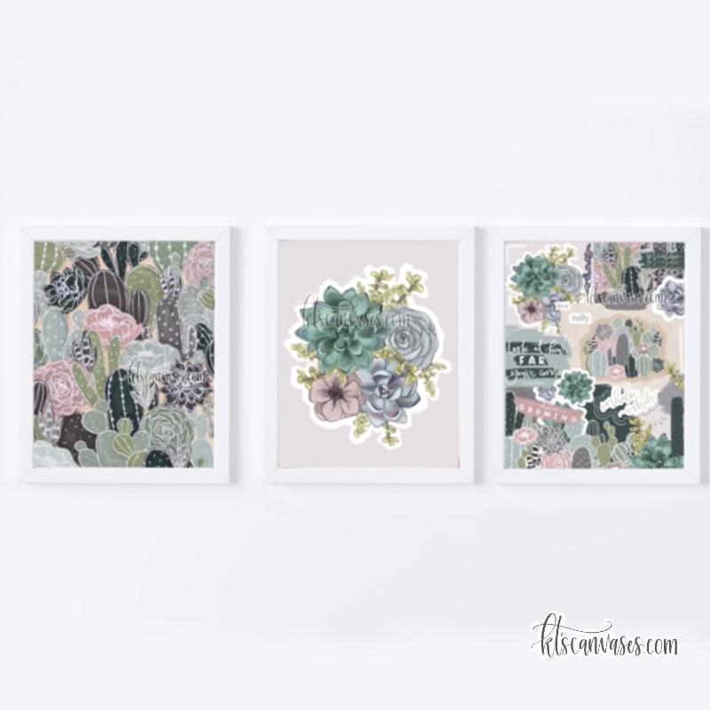Cactus Florals Art Print Set of 3