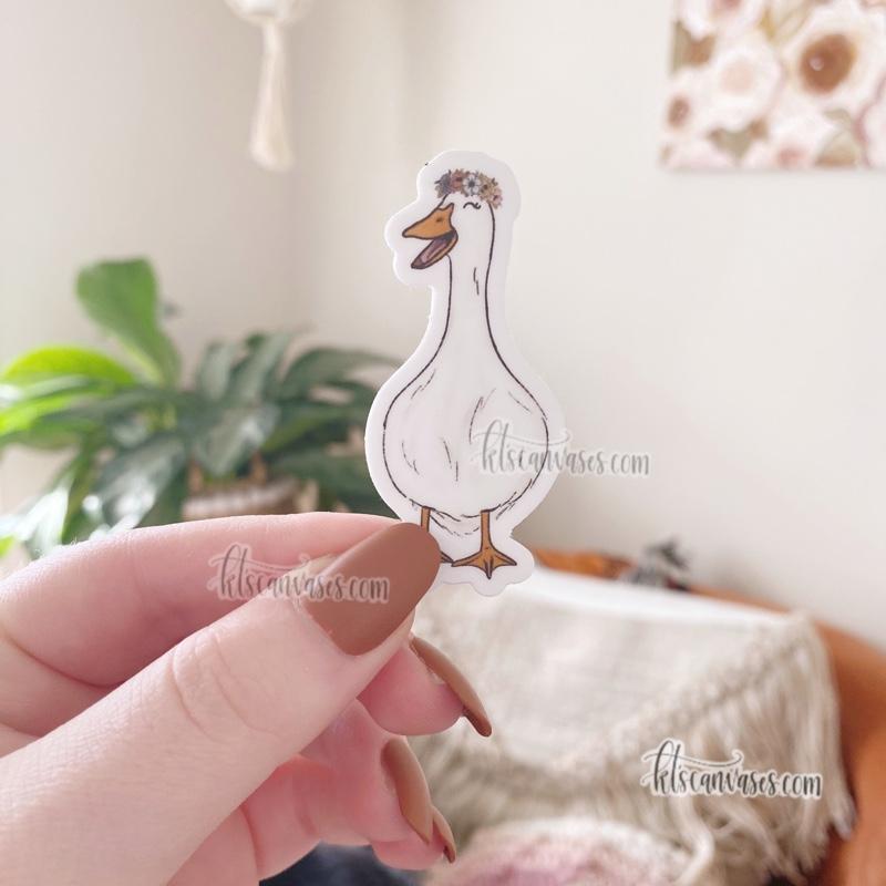 Mini Floral Crown Duck Sticker