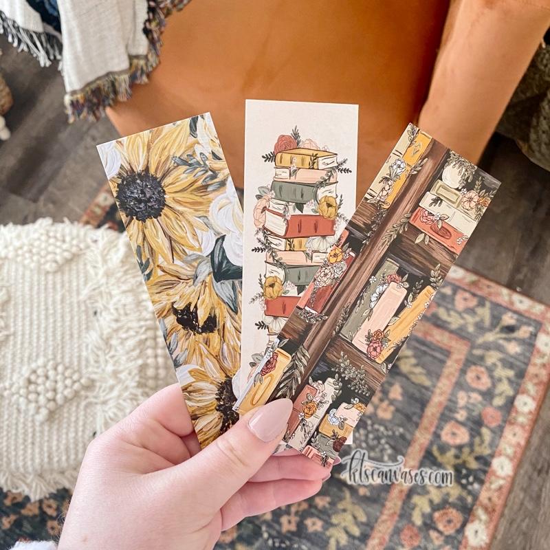 Bookshelf Floral Set of 3 Double Sided Bookmarks
