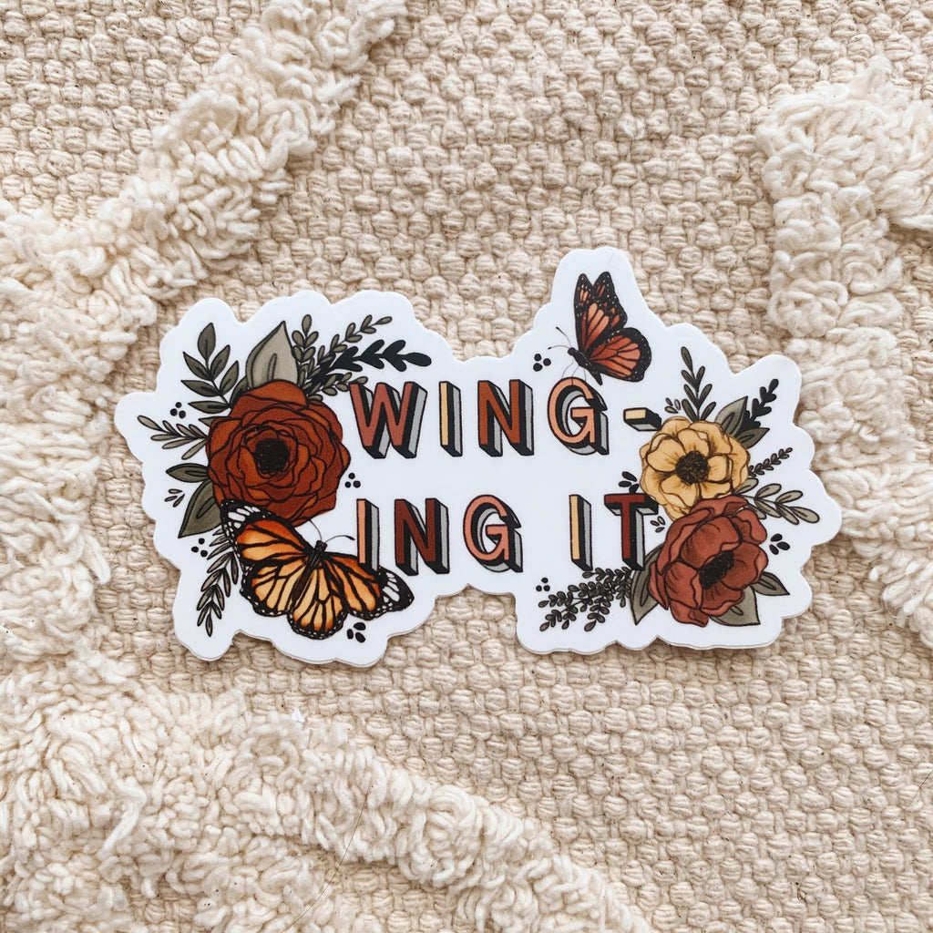 Winging It Butterfly Florals Sticker