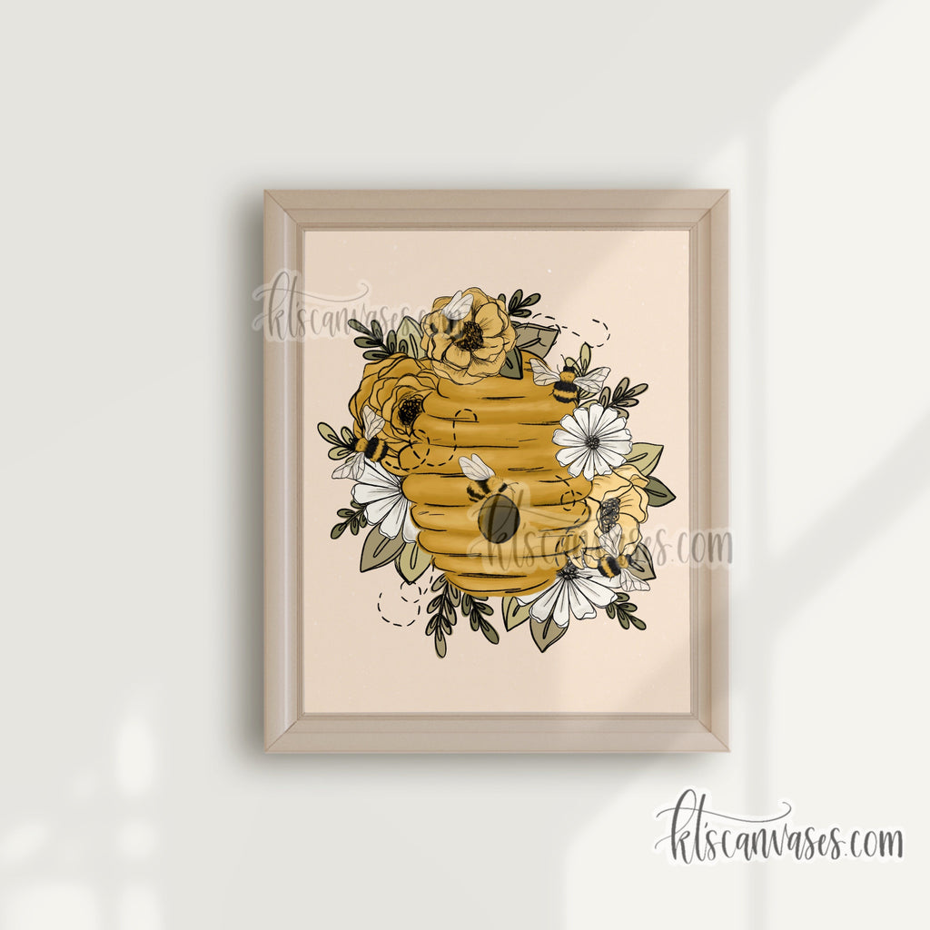 Floral Beehive Art Print