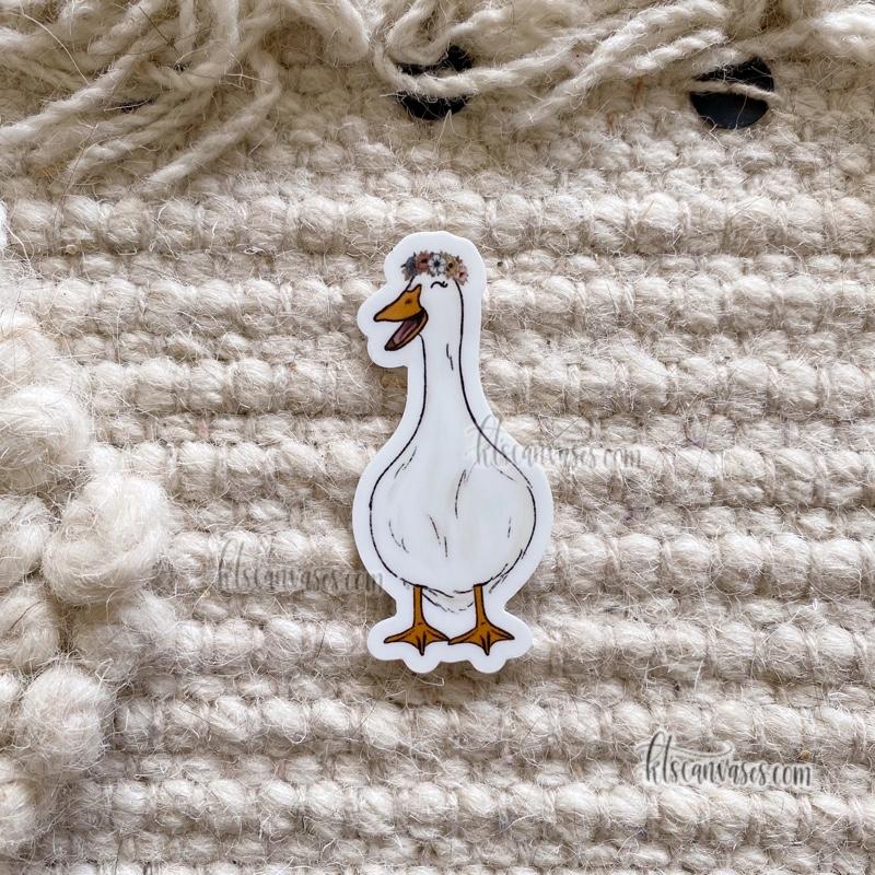 Mini Floral Crown Duck Sticker