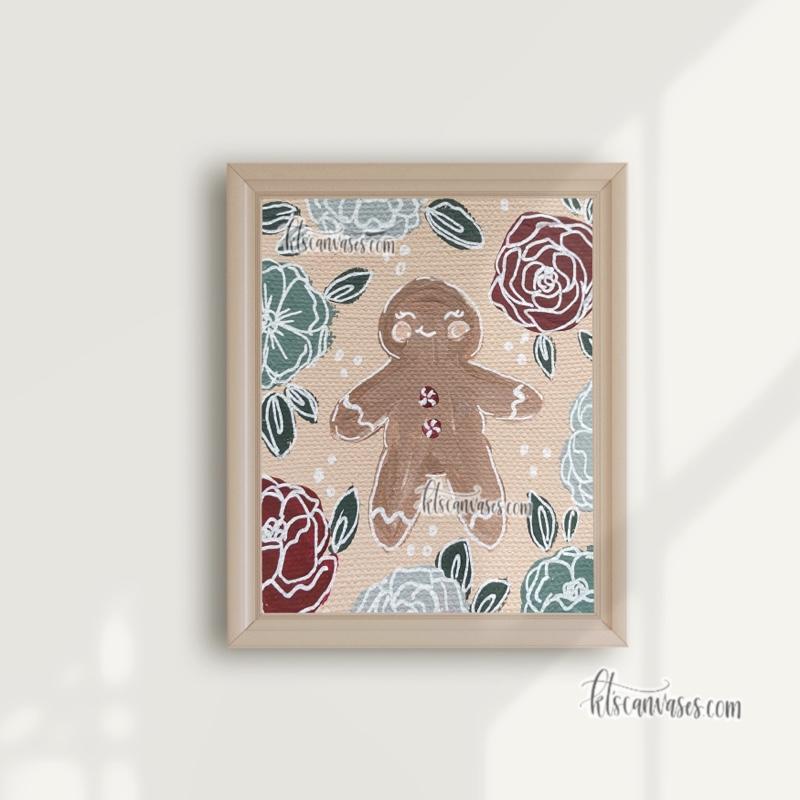Little Gingerbread Man Art Print (Peach/pink)