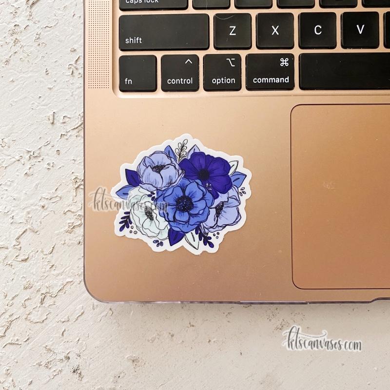 Royal Blue Florals Sticker