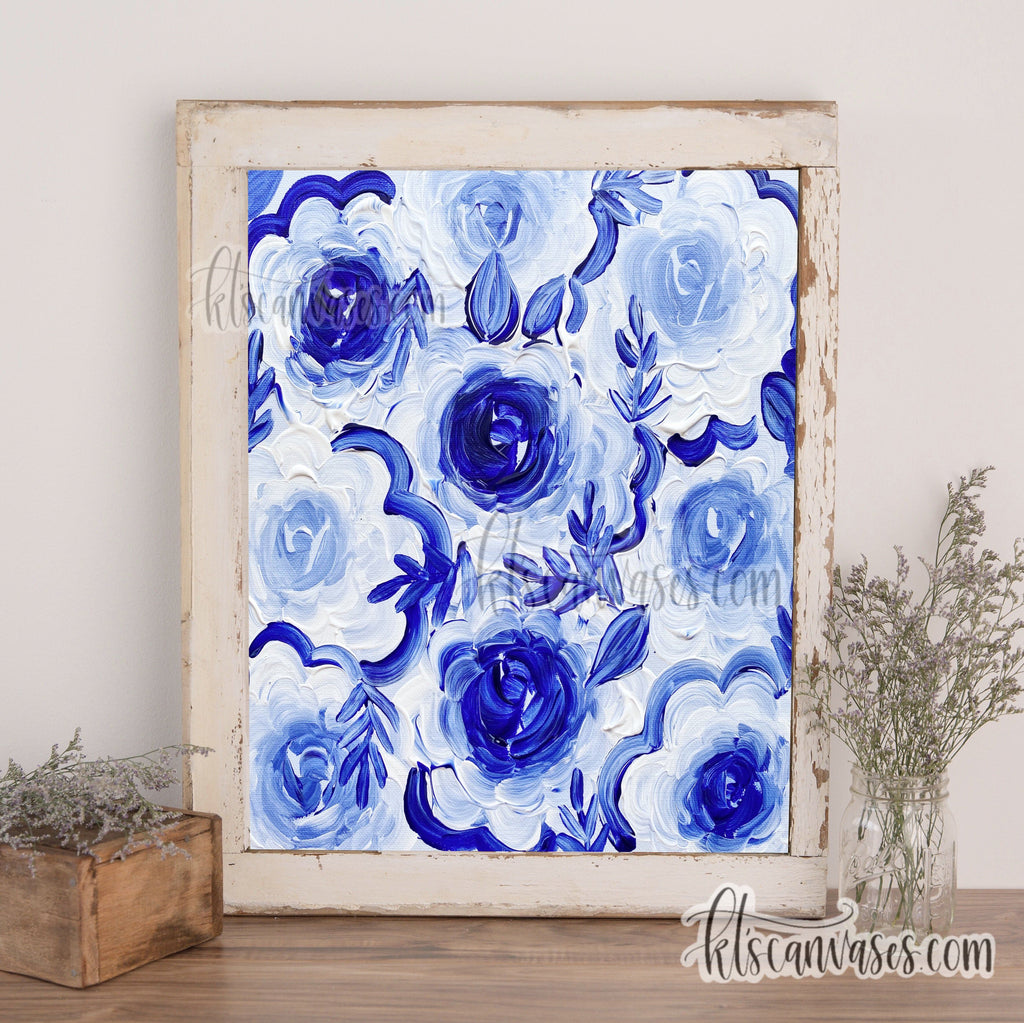 Ultramarine Blue Florals Art Print