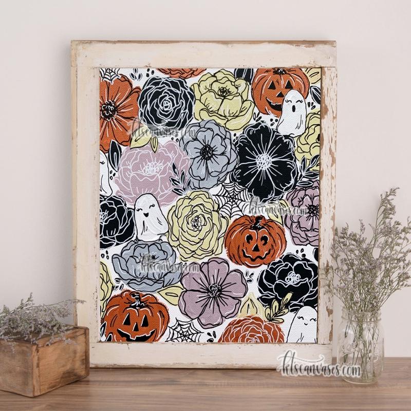 Spooky Pumpkin Florals Art Print