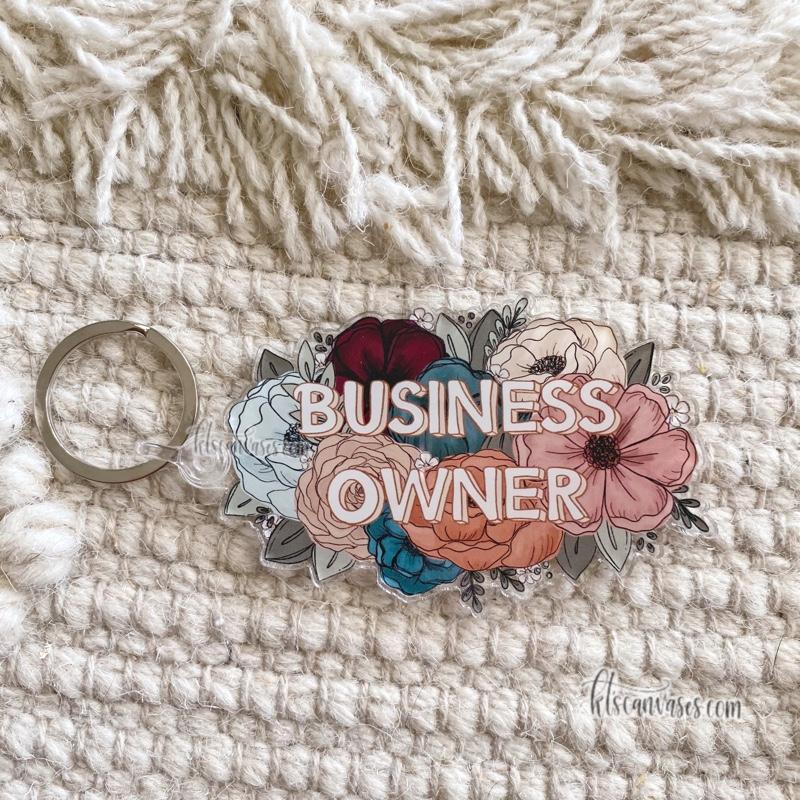 Business Owner Florals Keychain 3.5 in.