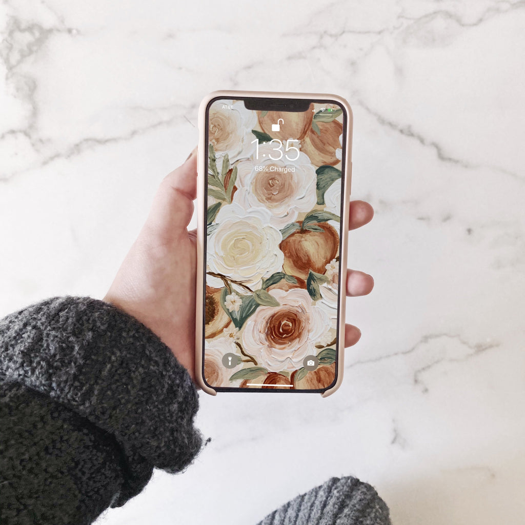 Peaches + Florals Phone Wallpaper (Digital Download)