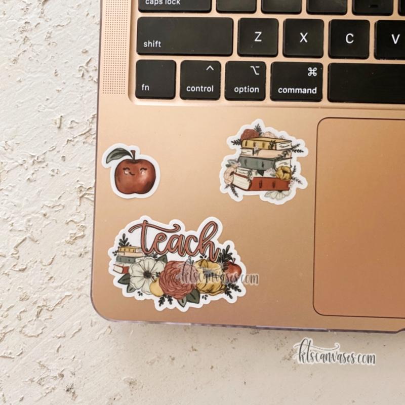 Teacher Inspired Floral Set of 4 Mini Stickers (1 sheet)