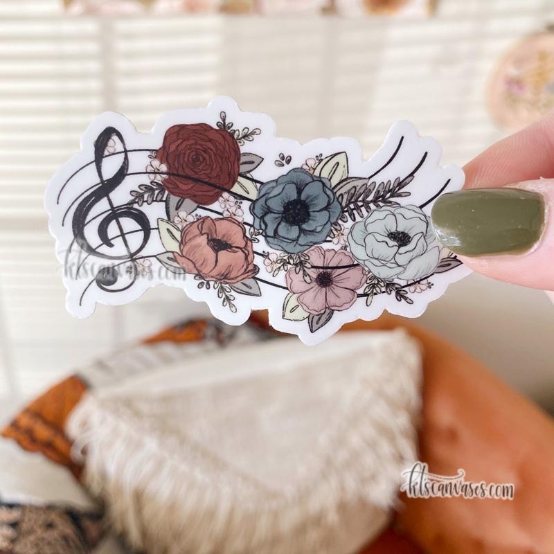 Music Inspired Florals Sticker