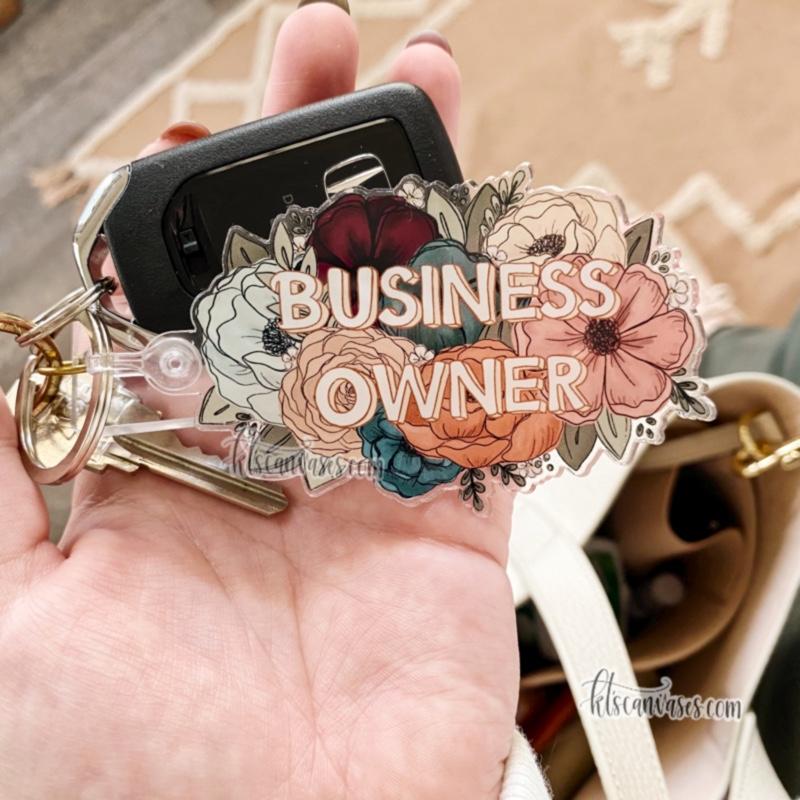 Business Owner Florals Keychain 3.5 in.