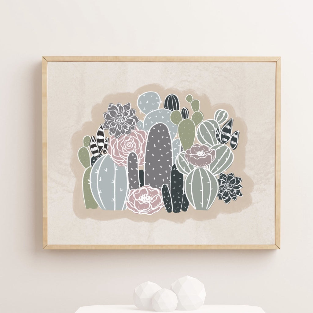 Cactus Floral Family Art Print