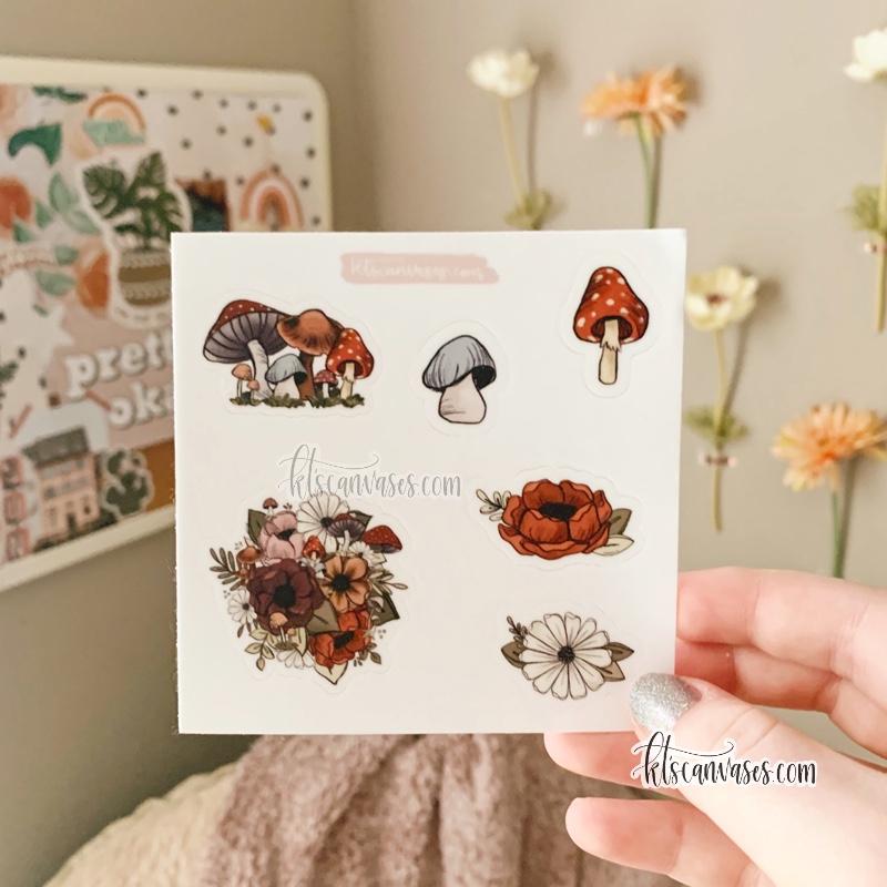 Forest Floral Set of 6 Mini Stickers (1 sheet)