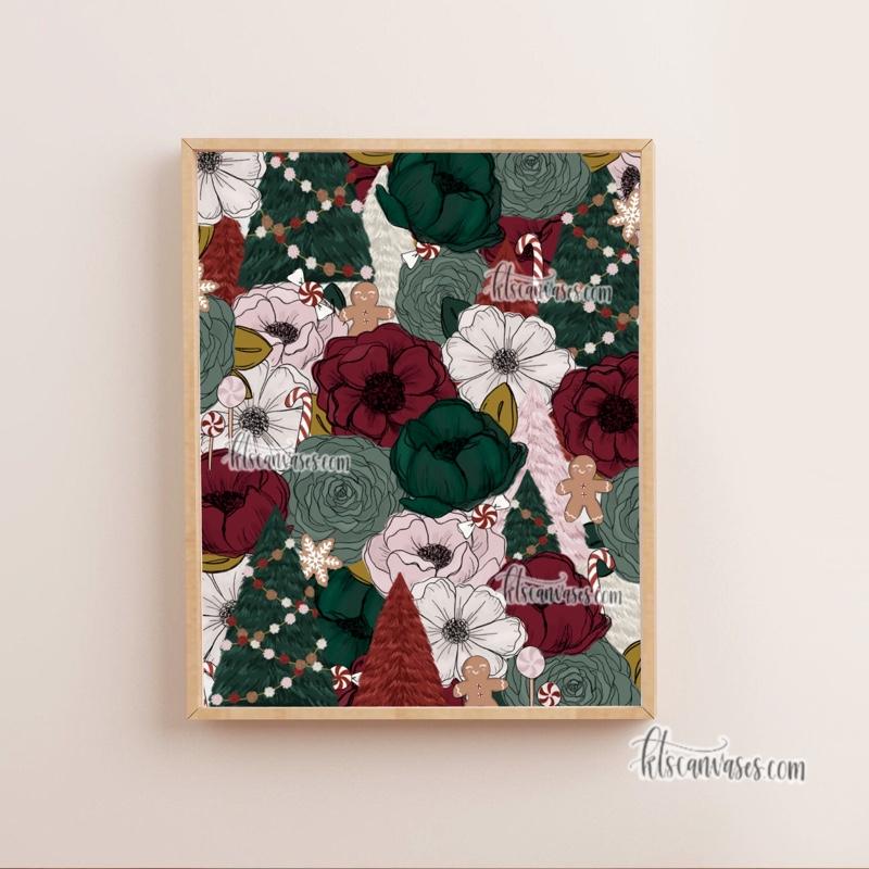 Christmas Floral Art Print Set of 3