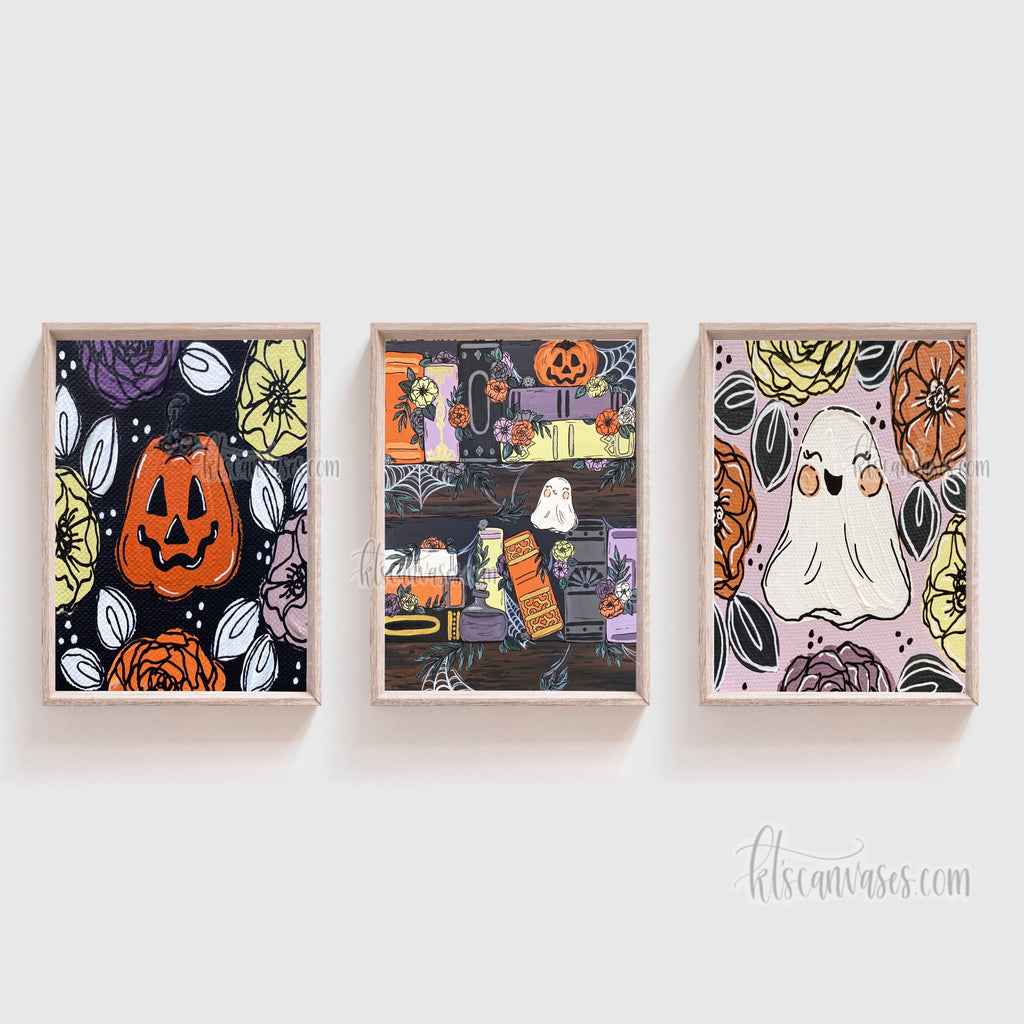 Spooky Bookshelf Art Print Set of 3