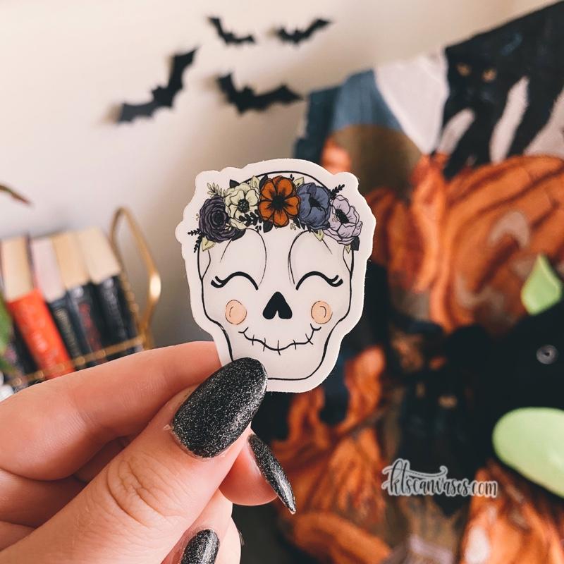 Mini Floral Crown Skull Sticker