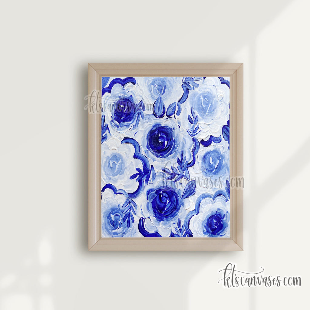 Ultramarine Blue Florals Art Print