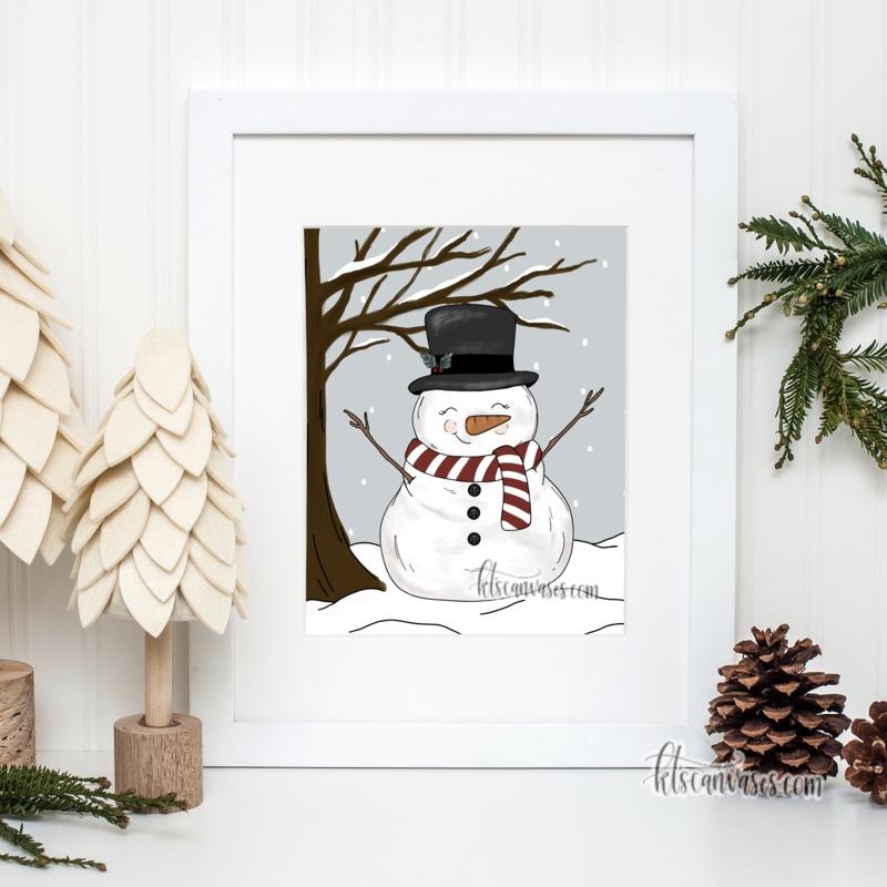 Christmas Snowman Art Print