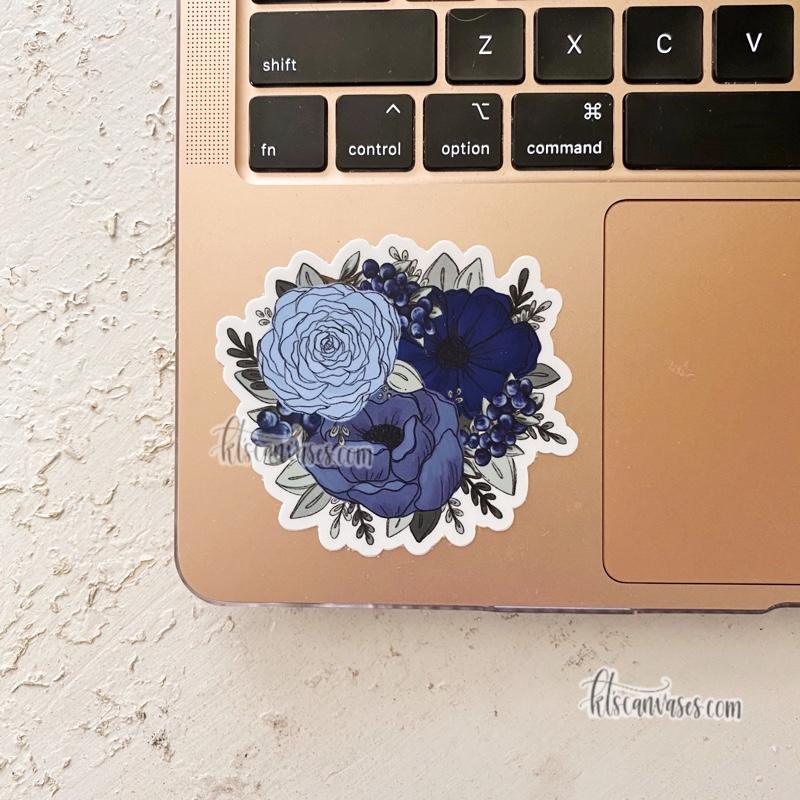 Blueberry Sketched Florals Sticker