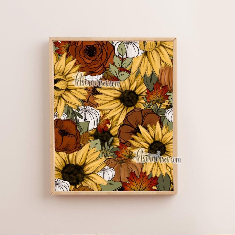 Fall Sunflower Florals Art Print