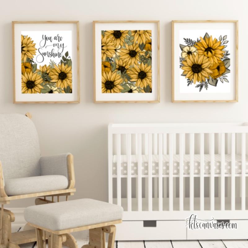 You Are My Sunshine Sunflowers Art Print Set of 3