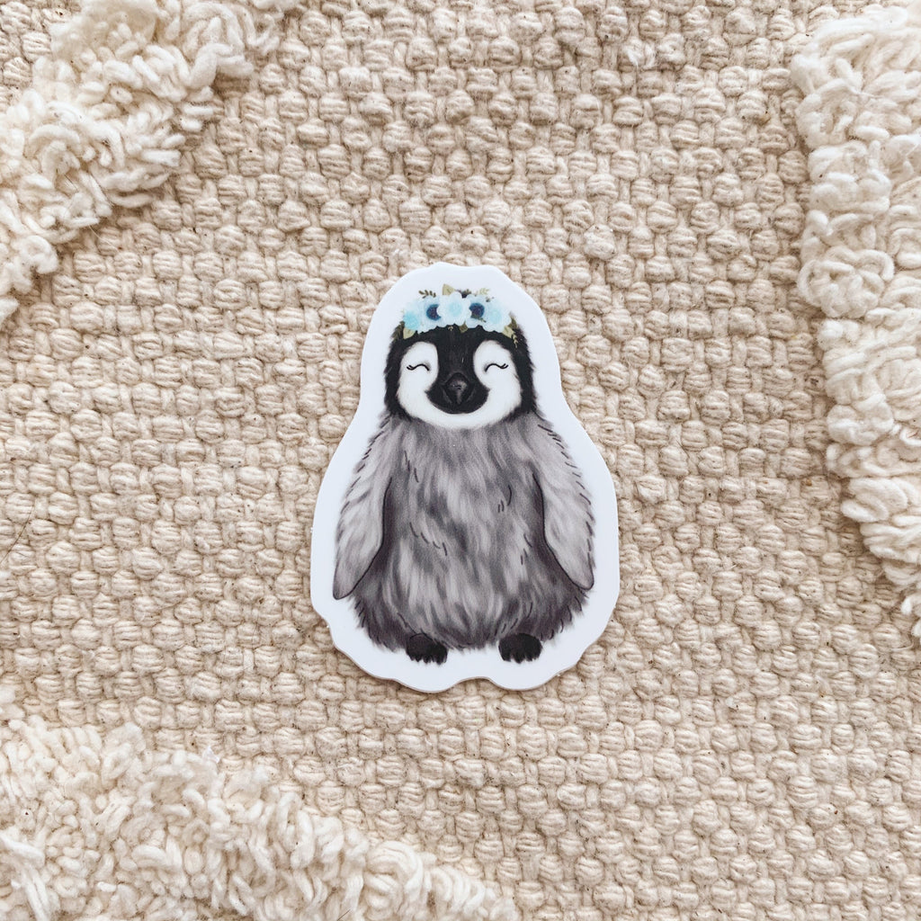 Mini Floral Crown Penguin Sticker