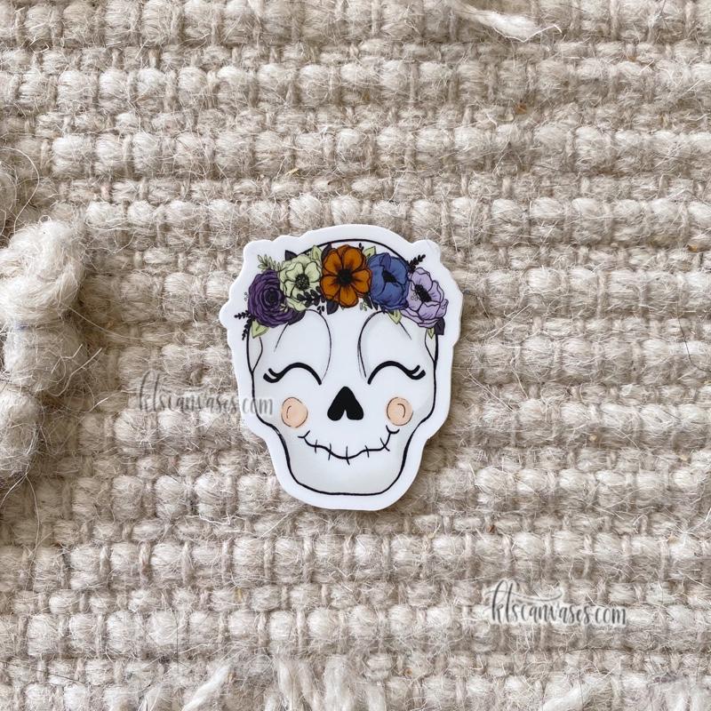 Mini Floral Crown Skull Sticker