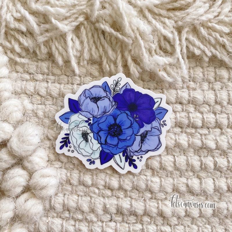 Royal Blue Florals Sticker