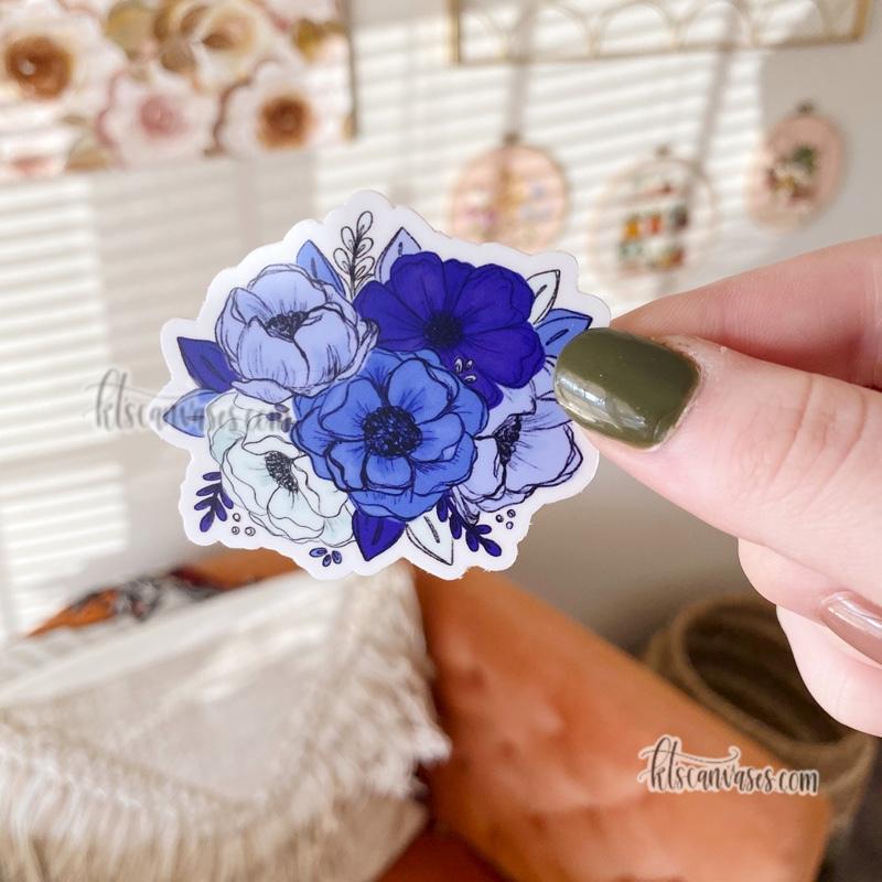 Royal Blue Florals Sticker