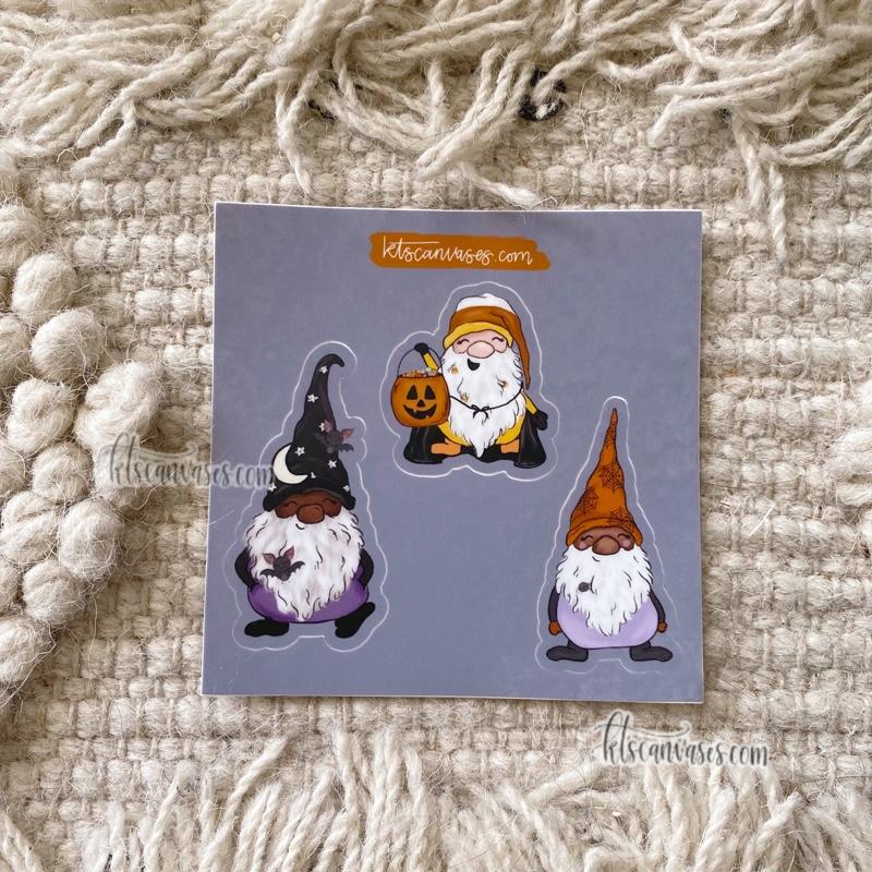 Spooky Gnomes Set of 3 Mini Stickers (1 sheet)