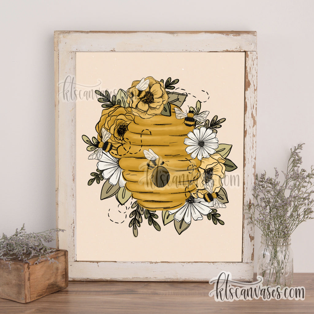 Floral Beehive Art Print