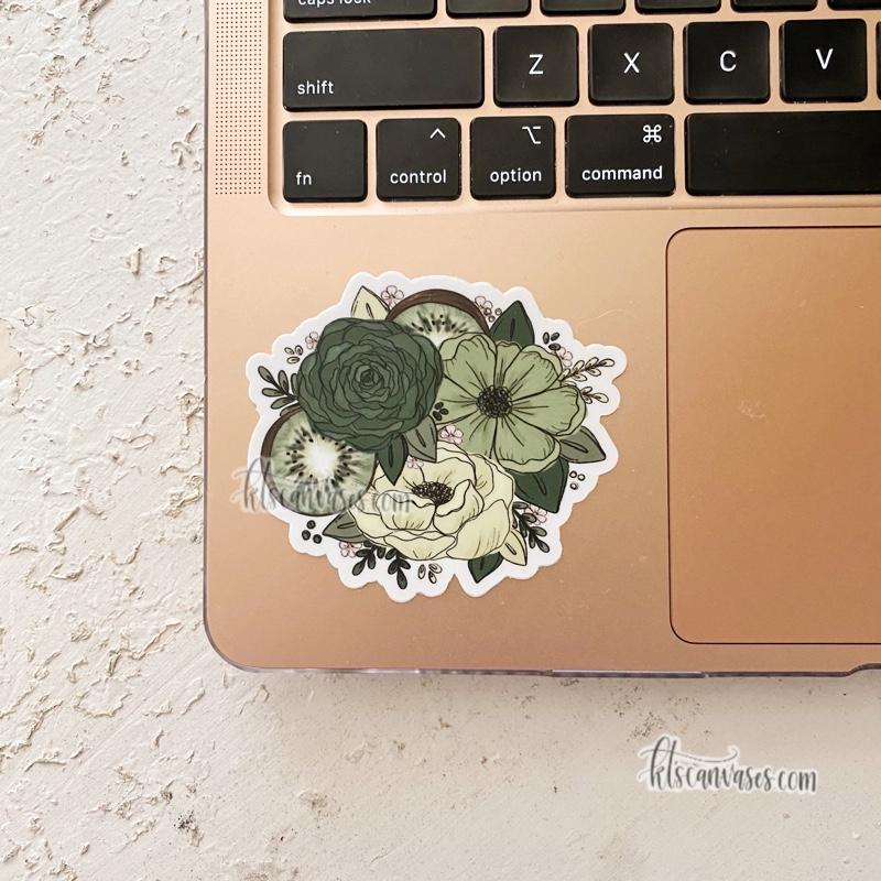 Kiwi Sketched Florals Sticker