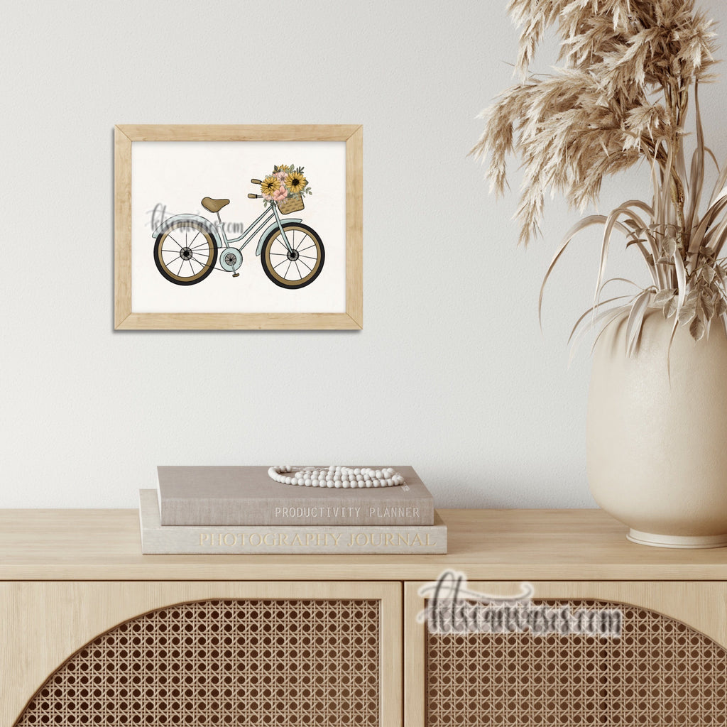 Floral Basket Bicycle Art Print