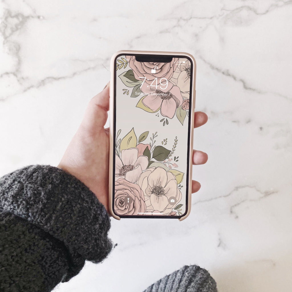 Pink Florals Phone Wallpaper (Digital Download)