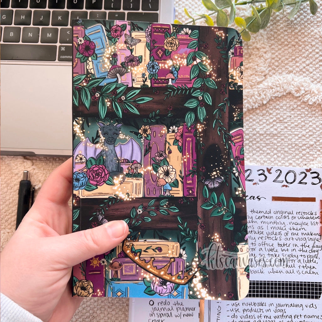 Fairy Tale Forest Bookshelf DOT GRID Softcover Notebook