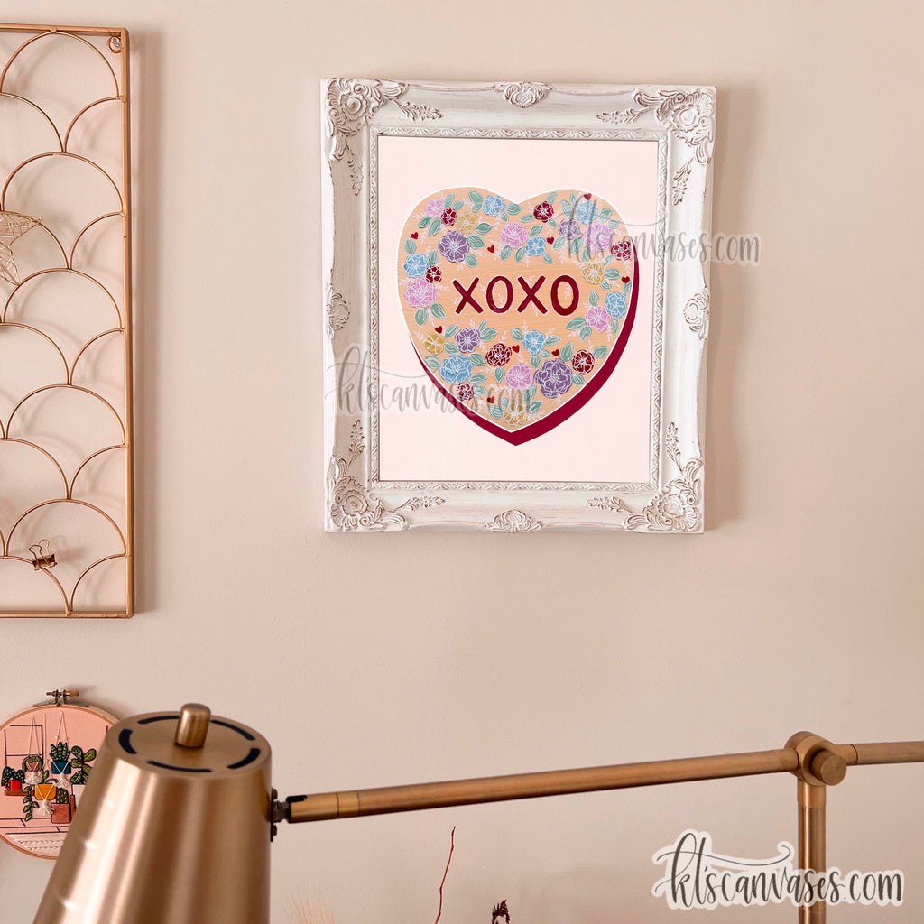 Floral "XOXO" Conversation Heart Art Print