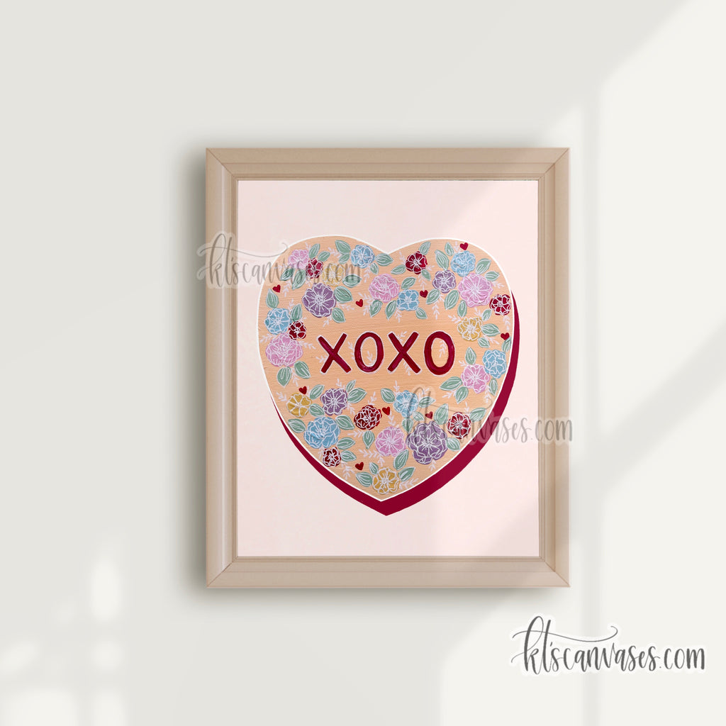 Floral "XOXO" Conversation Heart Art Print