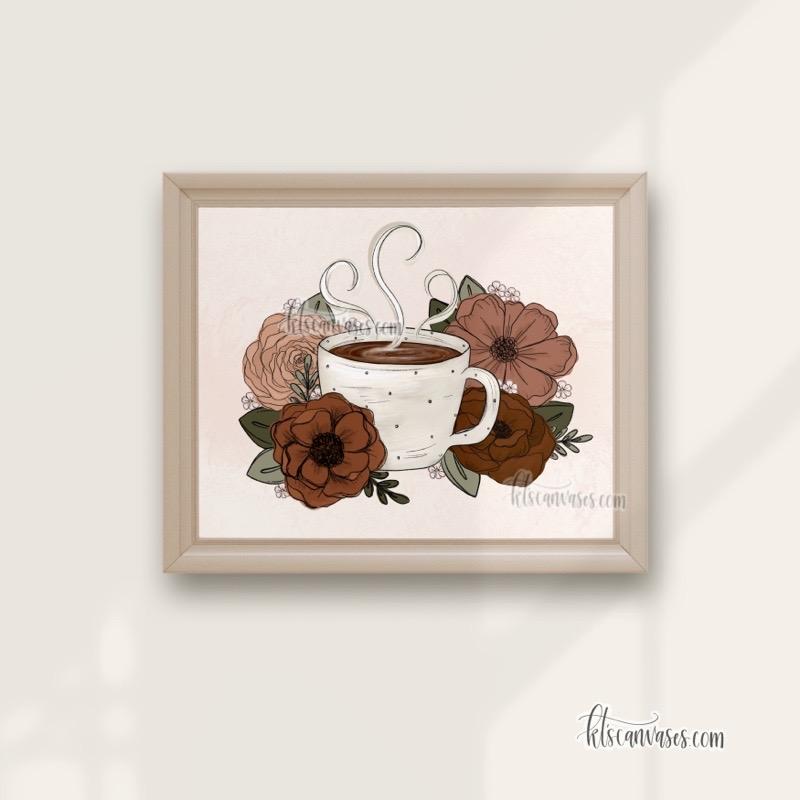 Coffee/Tea Florals Art Print