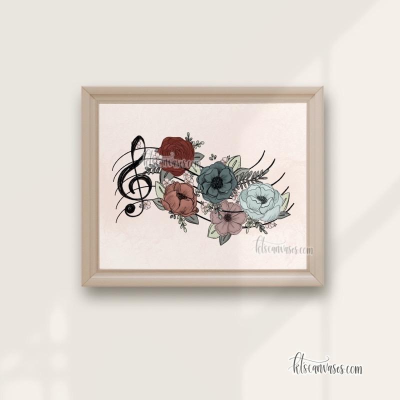 Music Inspired Florals Art Print