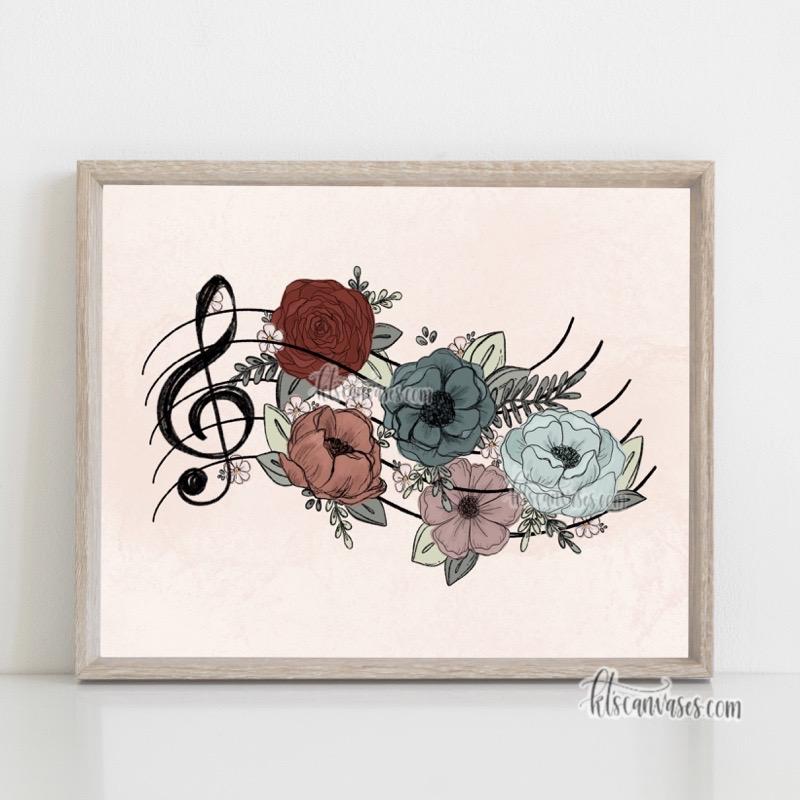 Music Inspired Florals Art Print