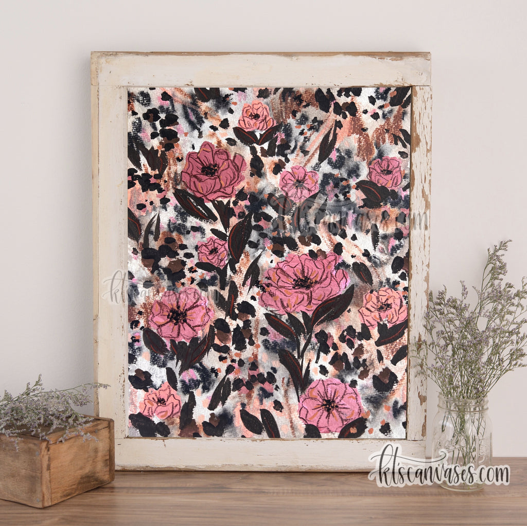 Abstract Cheetah Florals No. 9 Art Print